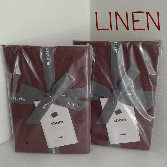 West Elm Belgian Flax Linen King Shams Currant